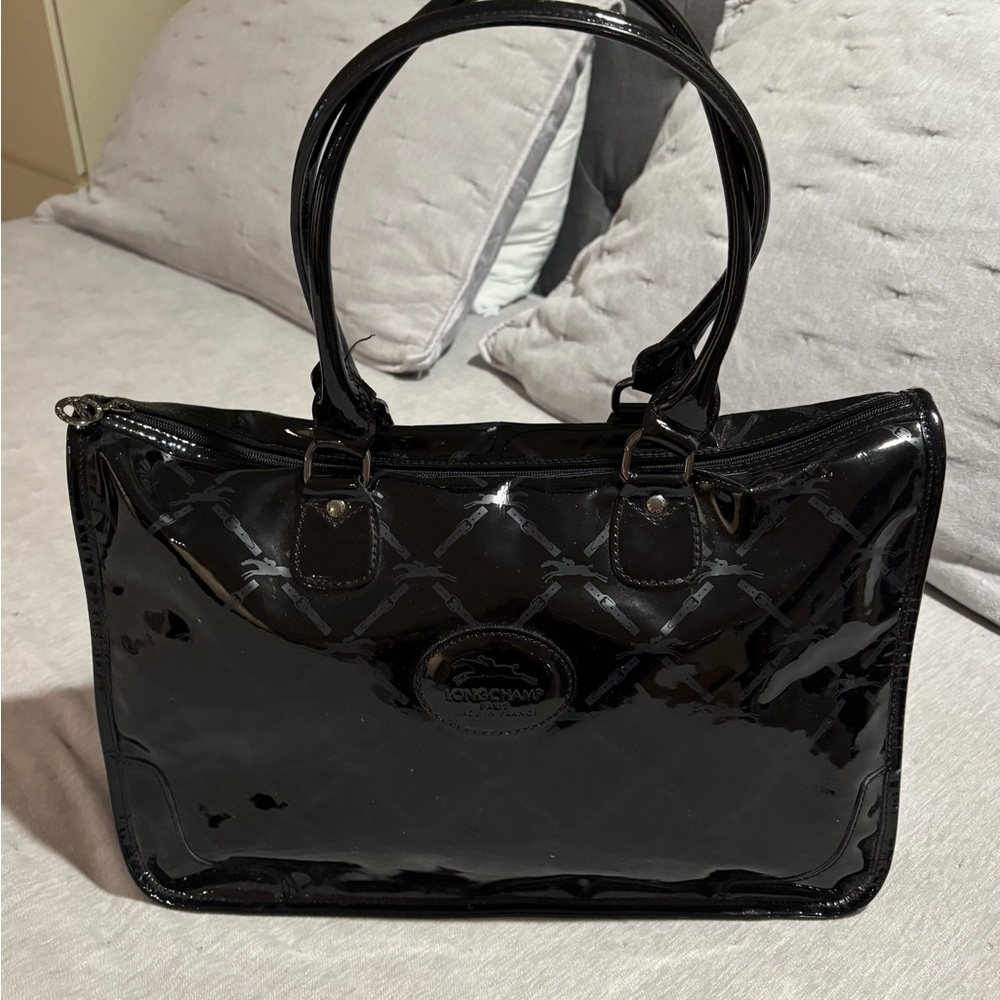 Longchamp Glossy Black Tote